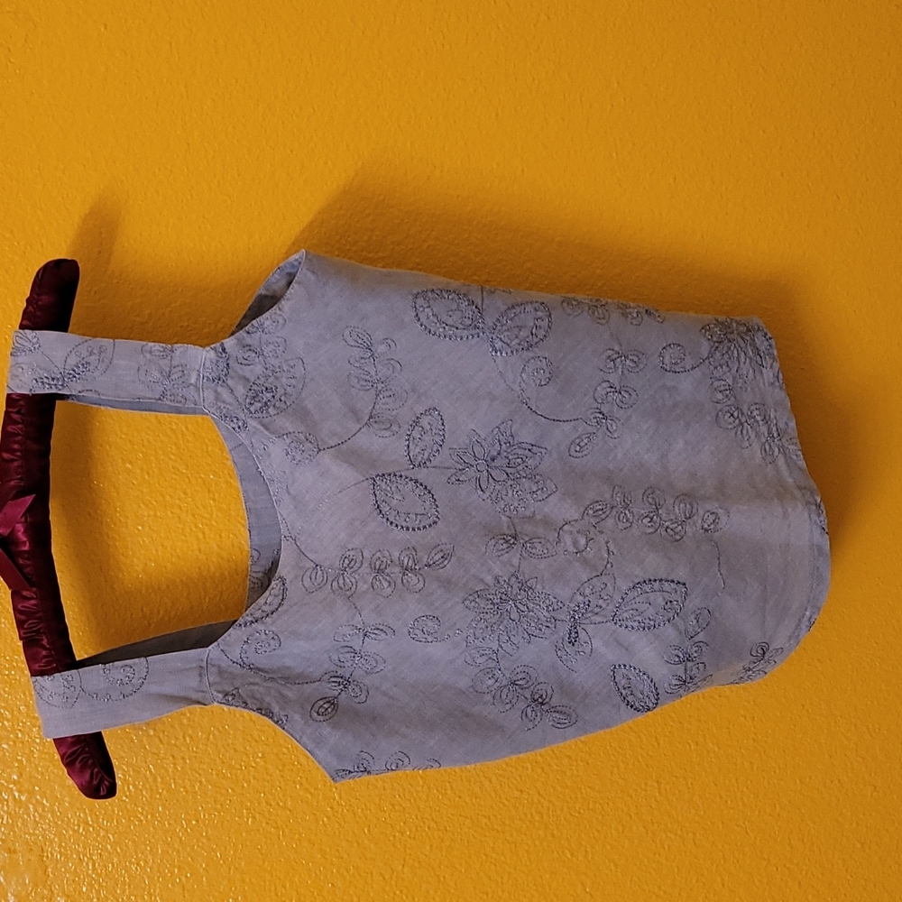 Habitat embroidered linen crop top